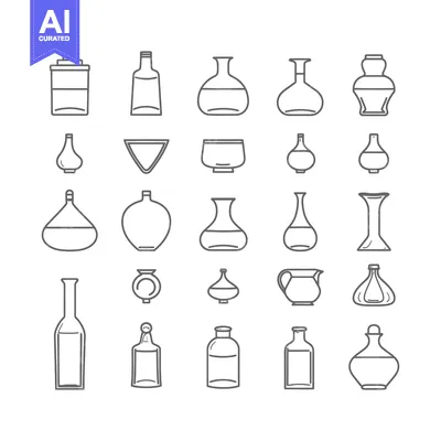 Aset premium populer: Collection of 28 Line Art Glass Bottle and Jar Shapes