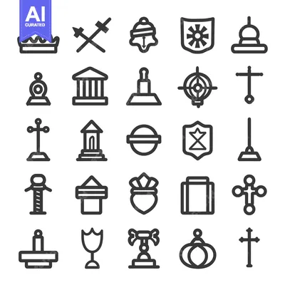 Popular premium asset: Collection of 28 Line Icons Depicting Various Symbolic Objects