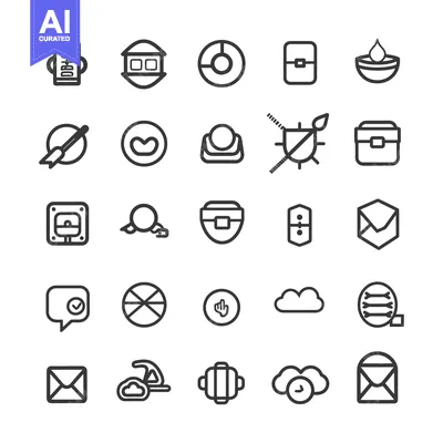 Aset desain premium: Collection of 28 Line Icons for User Interface Design