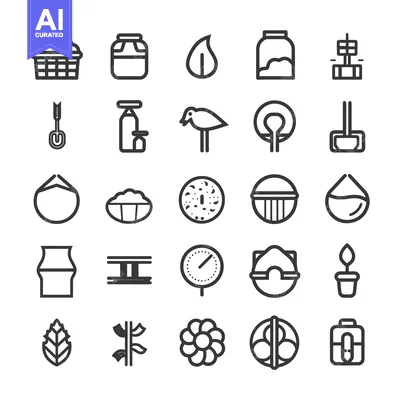 Collection of 28 Line Icons Related to Gardening, Farming, and Nature