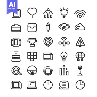 Aset desain premium: Collection of 28 Line Icons Representing Various Concepts