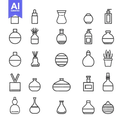 Premium design asset: Collection of 28 Outline Icons for Different Types of Bottles and Vase