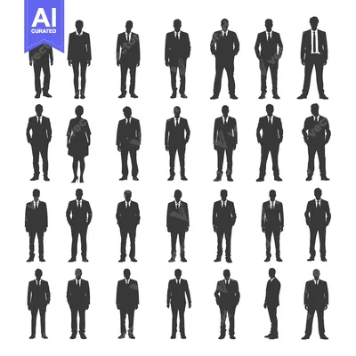 Popular premium asset: Collection of 28 Silhouettes of Men in Suits