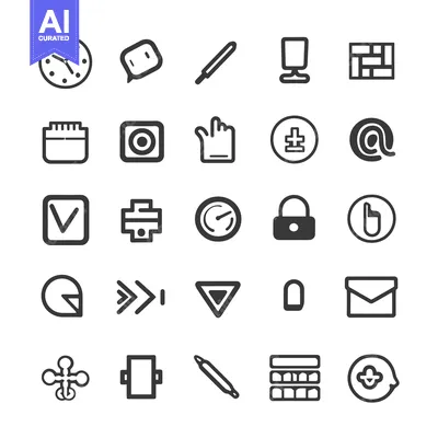 Premium design asset: Collection of 28 Simple Black and White Icons