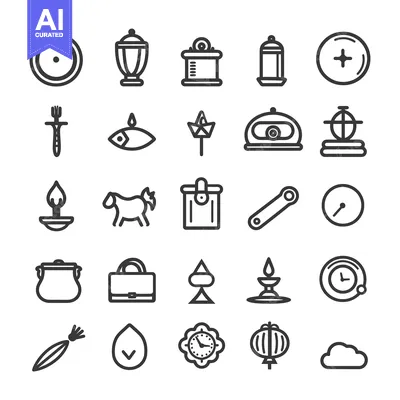 Aset premium populer: Collection of 28 Simple Line Icons Depicting Various Objects