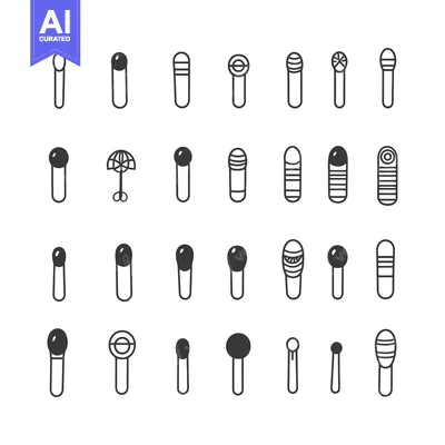 Aset desain premium: Collection of 28 Unique Matchstick Illustrations