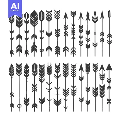 Aset desain premium: Collection of 36 Black and White Arrow Shapes
