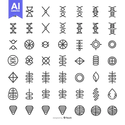 Aset desain premium: Collection of 36 Hand-Drawn Abstract Geometric Shapes and Symbols