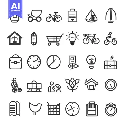 Popular premium asset: Collection of 36 Line Icons for Various Everyday Activities and Object