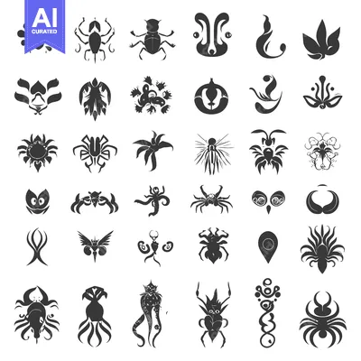 Aset premium populer: Collection of 36 Stylized Animal and Floral Silhouettes