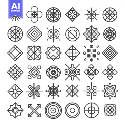 Premium design asset: Collection of 36 Unique Geometric Line Art Designs