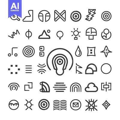 Aset premium populer: Collection of 48 Abstract Geometric Line Art Icons