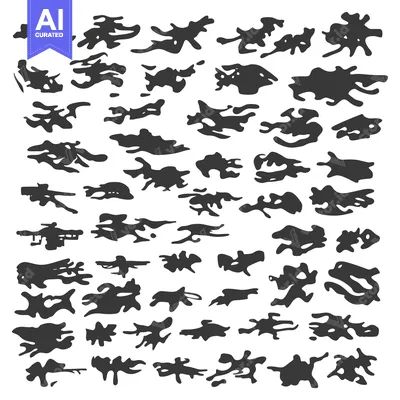 Aset desain premium: Collection of Abstract Black Ink Blots