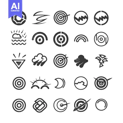 Aset premium populer: Collection of Abstract Geometric Black and White Icons