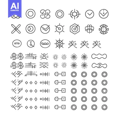 Aset desain premium: Collection of Abstract Geometric Line Art Icons