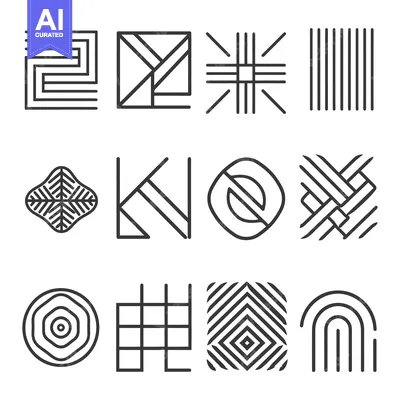 Aset premium populer: Collection of Abstract Geometric Line Art Patterns