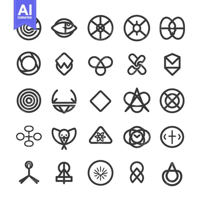 Aset premium populer: Collection of Abstract Geometric Line Art Symbols