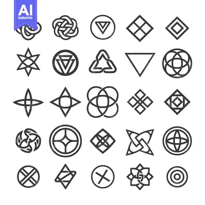Aset desain premium: Collection of Abstract Geometric Shapes and Line Art Designs