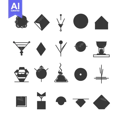 Aset desain premium: Collection of Abstract Geometric Shapes and Symbols