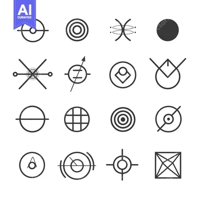 Aset desain premium: Collection of Abstract Geometric Shapes and Symbols