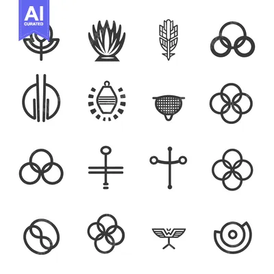 Aset desain premium: Collection of Abstract Geometric Shapes and Symbols