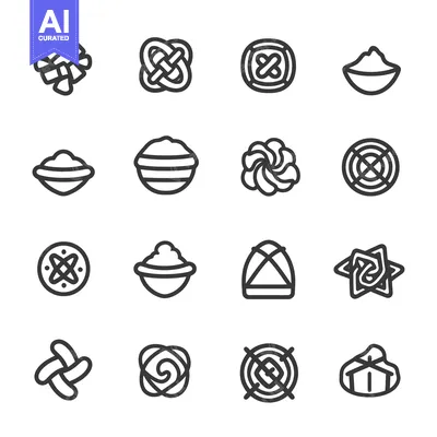 Aset premium populer: Collection of Abstract Geometric Shapes in Black and White Outline