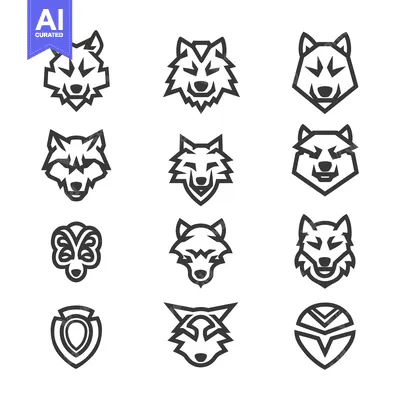 Popular premium asset: Collection of Abstract Geometric Wolf Head Logos in Black and White