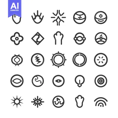 Aset desain premium: Collection of Abstract Hand-Drawn Line Art Symbols