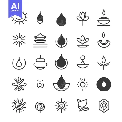 Aset desain premium: Collection of Abstract Line Art and Geometric Shapes with a Focus on D