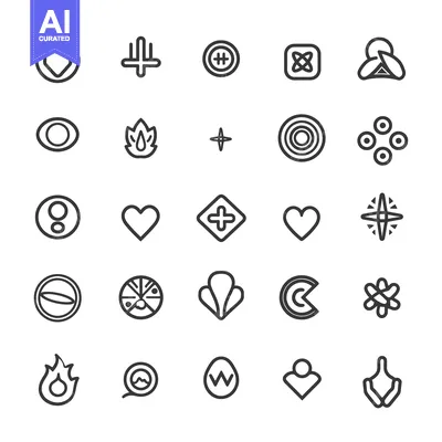 Premium design asset: Collection of Abstract Line Art Icons