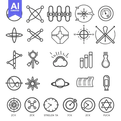 Aset premium populer: Collection of Abstract Line Art Icons and Symbols
