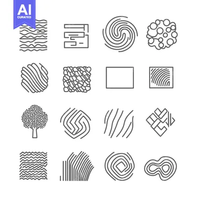 Aset desain premium: Collection of Abstract Line Art Patterns