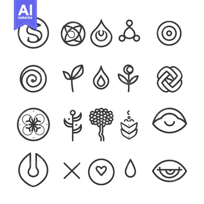 Aset premium populer: Collection of Abstract Line Art Symbols and Icons