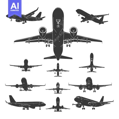 Premium design asset: Collection of Airplane Silhouettes in Various Positions