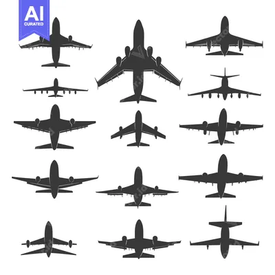 Popular premium asset: Collection of Airplane Silhouettes Viewed from Below
