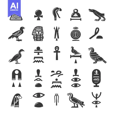 Aset premium populer: Collection of Ancient Egyptian Hieroglyphics and Symbols