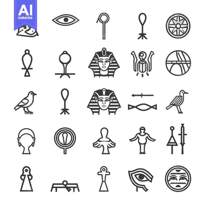 Collection of Ancient Egyptian Hieroglyph Symbols