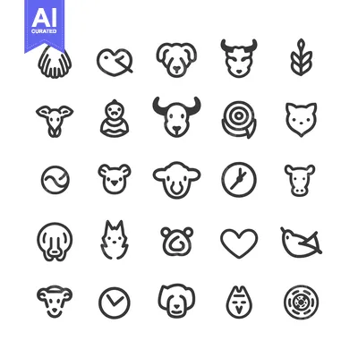 Aset premium populer: Collection of Animal and Nature Line Icons