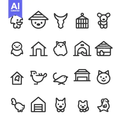 Popular premium asset: Collection of Animal Shelter and Home Icons