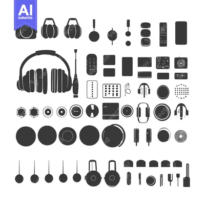 Premium design asset: Collection of Audio Equipment and Accessories Icons in Black Silhouett