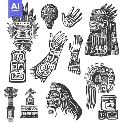 Premium design asset: Collection of Aztec and Mayan Style Geometric Designs