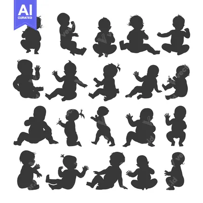 Aset premium populer: Collection of Baby Silhouettes in Various Poses
