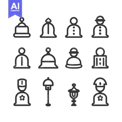 Aset premium populer: Collection of Bell, Hat and Man Icons