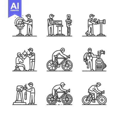 Aset premium populer: Bicycle repair and maintenance icons set for design.