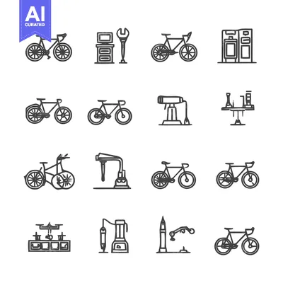 Premium design asset: Bicycle Repair and Maintenance Icons Set.