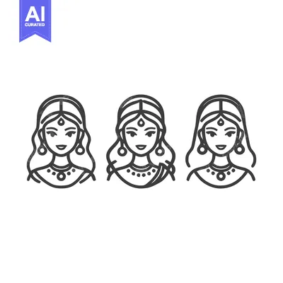 Aset premium populer: Three Indian women in traditional attire, smiling faces.