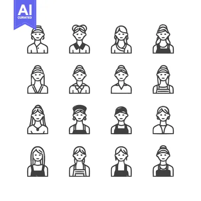 Popular premium asset: Diverse Collection of Female Avatar Icons for Various Applications.