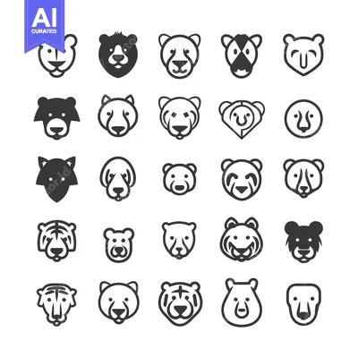 Popular premium asset: Collection of Black and White Animal Face Icons