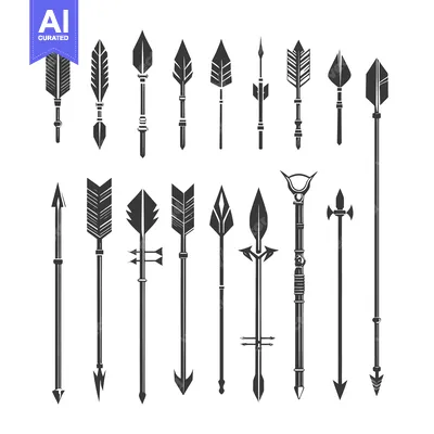 Aset premium populer: Collection of Black and White Arrow and Spear Icons