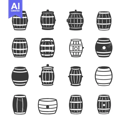 Aset premium populer: Collection of Black and White Barrel Icons
